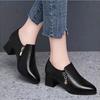 Zapatos Planos de Boca Profunda para Mujer con Tacón Grueso, Novedad Otoño 2025 para Madres de Mediana Edad, Zapatos de Mujer, Zapatos Pequeños de Piel Cómodos y Versátiles de Tacón Medio
