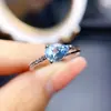 Anillo Popular de Aguamarina Natural al por Mayor de Fábrica Plata S925 Incrustado Piedra Principal 5*7 Joyería de Lujo Venta Directa de Fábrica