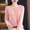 Cardigan de Lã Tricotado Novo da Primavera 2023 Feminino Gola Redonda Jaqueta Fina Peça de Primeira Linha Ponto Osmanthus Top de Caxemira