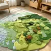 Tapete de Veludo Tuftado com Musgo de Floresta Transfronteiriço, Tapete para Mesa de Centro de Sala de Estar, Tapete ao Lado da Cama de Quarto, Tapete de Chão Verde Primavera
