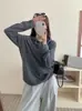 26 Outono Novo Estilo Blusa, Lã Merino Super Fina 100%, Estilo Coreano Cor Sólida com Capuz e Cordão Manga Longa Suéter de Tricô para Mulheres