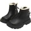 Botas de Cuero Forradas de Felpa para Niñas, Botas de Princesa de Moda para Niños, Botas Nuevas de Algodón Otoño/Invierno 2026, Botas Cortas para Niñas, Botas Calientes