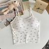 Camisola curta estampada de rayon 711# feminina verão com bojo no peito slim slim slim costas pequenas top versátil