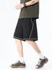 Shorts Esportivo Masculino Estilo Americano com Costura Contrastante, Verão Fino, Nicho Solto Reto Cinco Pontos Casuais