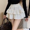 Saia Curta de Renda Branca para Mulheres Primavera e Outono 2025 Nova Saia Bolo Estilo Ballet Cintura Alta Saia Fluffy Linha A