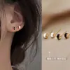 Fanghang Nuevo Pendientes Negros Semicirculares de Plata de Ley S925 para Mujer Combinan con Todo Estilo Frío de Arco Pequeño Pendientes Blancos Exquisitos