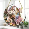 Letrero Colgante de Disco Plano Acrílico Creativo Transfronterizo con Imagen de Princesa Fantasía Cuento de Hadas Belleza, Decoración de Ventana Atrapasoles, Letrero de Porche
