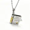 Collar de Acero de Titanio, Popular en Europa y América, Collar con Forma de Libro de Carta de Amor Grabada, Collar con Forma de Sobre de Carta de Amor Abrible, Cadena para Clavícula