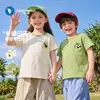 Ropa de bebé, camiseta informal de manga corta para niños, algodón con dibujos animados, top de media manga para niñas, camiseta fina de verano para bebés