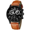 Reloj de Pulsera de Cuero para Hombre Más Vendido Transfronterizo Geneva Nuevo Tres Ojos Negocios Reloj de Cuarzo Reloj para Hombre Venta al por Mayor