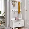 Taburete para Cambiar Zapatos Estilo Lujo Ligero Nuevo Estilo Chino con Espejo, Taburete Minimalista Blanco con Perchero, Taburete para Sentarse, Taburete para Ponerse Zapatos, Taburete de Sofá