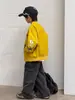 Chaqueta de Moda Estilo Motociclista para Niños, Chaqueta Deportiva Fresca de Bloques de Color para Niños, Prenda Superior Impermeable y Cálida Estilo Coreano para Niños Mayores