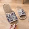 Pantuflas de lino para mujer, bonitas, antideslizantes, para interiores, para el hogar, de algodón y lino, con suela suave para parejas, para primavera y otoño.