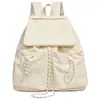 2026 Versão Coreana Mochila Casual ao Ar Livre Artística de Nylon Moda Lona Plissada Bolsa Escolar Celebridade da Internet Cordão Grande Capacidade