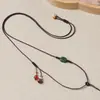 Cordão de colar trançado para mulheres, com um pingente de Buda de jade Hetian, cordão de couro, cordão de pingente de clavícula de sândalo, cordão trançado feito à mão, atacado