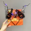 Diadema de Halloween, Diadema Luminosa de Cuernos de Calabaza, Accesorios Divertidos para Fotos, Accesorios para el Cabello, Decoraciones para Vestidos Festivos