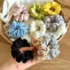 Goma para el pelo tipo scrunchie de color sólido estilo macarrón coreano, Suave y versátil, No daña el cabello, Alta elasticidad, Goma para coleta informal