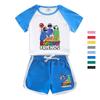 Conjunto de pijama de duas peças para meninos e meninas, conjunto de verão 2023, novo, infantil, de algodão, com manga curta, desenho animado