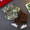 Traje de Verão para Meninos 2025 Novo Estilo de Verão com Manga Curta para Crianças Lindo Menino Verão Tendência Traje de Renda