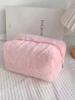Moda pelúcia macaron cor bolsa cosmética doce macio glutinoso alta aparência saco de armazenamento grande capacidade caneta saco de armazenamento para mulheres