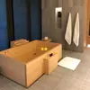 Bañera de Ciprés Empotrada Salón de Belleza Baño Bañera de Madera Bañera Cuadrada de Madera Cubo de Baño Cubo de Baño