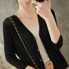 Camisa de Verano Transpirable de Seda Helada con Diseño Hueco para Mujer, Cardigan Tejido, Holgado, Delgado, Manga Larga, Cuello en V, Malla, UPF50+