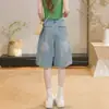 Shorts de Mezclilla Rotos Rectos de Pierna Ancha de Verano 2026 para Mujer, Delgados, Versátiles, Sueltos, a la Rodilla, sin Estirar