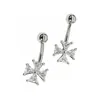 Joyería para piercing con incrustación de circonita, barra de acero inoxidable, accesorios de cobre, base de rosca externa giratoria, adorno para ombligo
