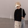 [Em estoque] Suéter infantil masculino de cor sólida com gola alta e elástico casaco de inverno infantil tricô espesso para bebês meninas