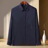 Camisas Casuais Masculinas de Manga Longa para Meia-Idade e Idosos, Primavera e Verão, Seda Gelada, Tamanho Grande, Camisas com Lapela para Idosos, Avô e Pai, Finas