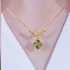 Collar de cuentas doradas de hierba de la suerte de Vietnam Shin, colgante de trébol de cuatro hojas chapado en oro y latón, collar de moda para mujer, suministro en vivo
