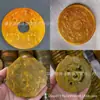 Escultura Antiga de Jade, Pingente Estilo Antigo, Ornamento para Pendurar, Peça de Exibição Vintage, Disco de Jade com Dragões Gêmeos