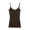 Top Camisola Ajustado Estilo Francés Wanwei para Mujer Primavera 2026 Nuevo Estilo Tirante Fino Borde Enrollado Chaleco de Punto P4065