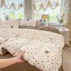 Conjunto de cama de quatro peças com estampa INS, macio e fofo, amigo da pele, adequado para dormir sem roupa, uso em todas as estações, capa de cama lavável à máquina