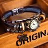 Pulseira de couro multi-camada artesanal fivela de relógio de aço inoxidável jóias masculinas atacado Fábrica Vintage jóias tecidas