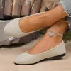 Sapatos femininos bico fino, tamanho grande, novo estilo europeu e americano primavera/outono 2025, tamanho grande cor doce camurça comércio exterior rasos femininos