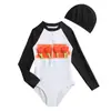 Traje de baño infantil estilo coreano para niñas, manga larga, blanco, deportivo, protector solar, lindo para bebé, para vacaciones