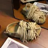 Sandalias Romanas de Plataforma Abiertas de Verano 2026 para Mujeres Menudas, Zapatos Birkenstock Retro con Borlas sin Cierre para Aumentar la Altura