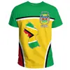 Padrão da Bandeira e Emblema Nacional da Guiana Impressão Digital 3D Camiseta Casual de Manga Curta Masculina Venda Direta da Fábrica Fornecimento de Exportação