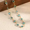 Collar de Moda Transfronterizo Europeo y Americano Cadena para Clavícula de Vidrio de Color Metal Versátil Joyería de Lujo Ligero Dropshipping