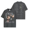 Camiseta de manga corta lavada con estampado de doble cara de Drake, estilo hip-hop transfronterizo estadounidense, suéter holgado con capucha y cuello redondo, venta al por mayor