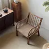 Sala de Estar Nórdica Hogar Reposabrazos Ratán Sofá Silla B&B Balcón Estilo Wabi-Sabi Respaldo Ratán Indonesio Tejido Silla Individual