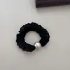 Diadema de Encaje Plisado para Niñas Otoño e Invierno, Cuerda para Coleta de Alta Gama y Versátil, Diadema Elástica Alta para Cuero Cabelludo con Bola