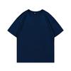 Verano 200g Algodón Puro Hombro Caído Cuello Redondo Camiseta Color Sólido Holgada Versátil Ropa de Trabajo Camisa Cultural Manga Corta en Stock Venta al por Mayor