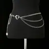 Estilo Dulce y Fresco Calado Corazón Sol y Luna Cadena de Cintura de Tres Capas Cadena Corporal de Metal Subcultura Chica Picante Accesorio de Cintura para Vestido de Cintura Baja