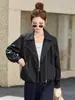 Chaqueta de cuero genuino de alta gama Haining para mujer, colección primavera/otoño 2026, piel de oveja, talla petite, chaqueta de cuero de corte holgado, prenda exterior casual