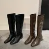 Botas largas de estilo retro para mujer, nueva colección otoño/invierno 2026, moda versátil, estilo europeo y americano, botas de tacón de cuña, no hasta la rodilla, botas de montar