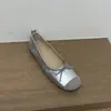 Zapatos Planos Franceses de Plata para Mujer 2026 Nuevo Verano Zapatos Rojos de Boda Zapatos de Ballet con Lazo para Fiesta