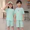 Pijama Infantil, Shorts de Manga Corta de Seda Helada para Niños, Conjunto de Ropa de Casa de Verano Fina para Niños Mayores, Ropa de Aire Acondicionado para Niños