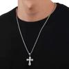 Collar de Acero de Titanio con Colgante de Cruz de Diamantes Brillantes de Alta Gama Europeo y Americano para Hombres y Mujeres, Accesorios de Moda Hip-Hop de Tendencia
